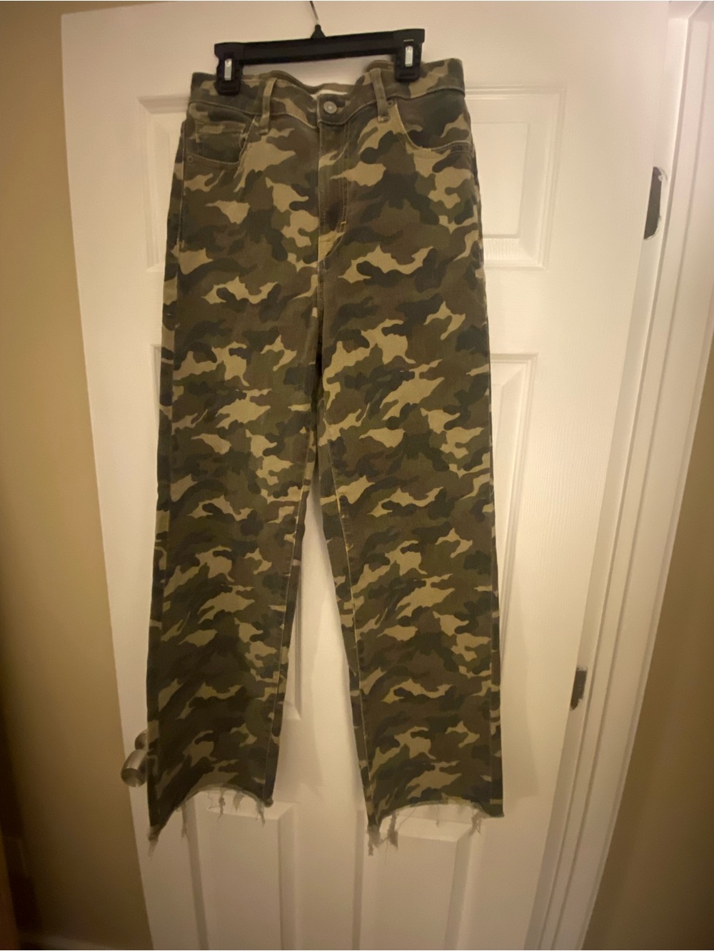 Hidden Jeans Camouflage Straight Leg Pants Olive Camo